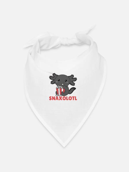 Snaxolotl Axolotl Liebhaber süße Tiere Popcorn - Bandana Dreieckstuch - Weiß