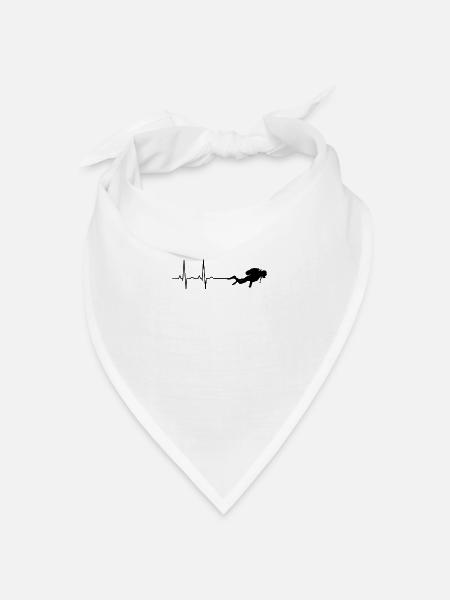 Taucher Tauchen Herzschlag - Bandana Dreieckstuch - Weiß