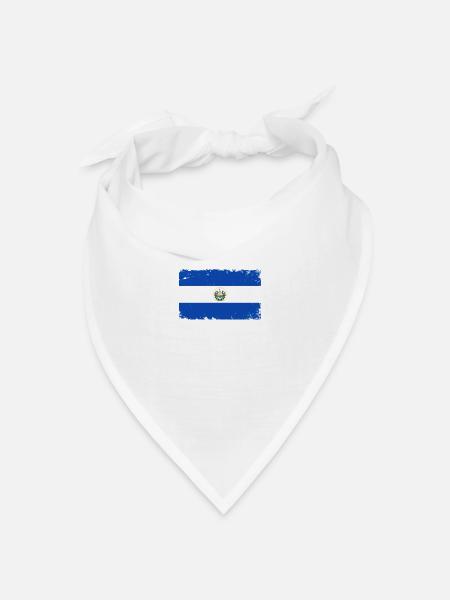 El Salvador Herzschlag Flagge Vintage El Salvador - Bandana Dreieckstuch - Weiß