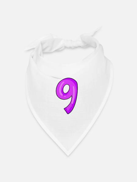 Nummer 9 - Bandana Dreieckstuch - Weiß