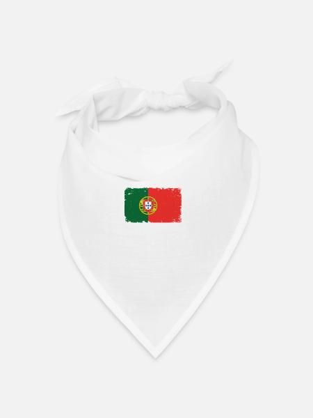Portugal Herzschlag Flagge Vintage Portugal - Bandana Dreieckstuch - Weiß