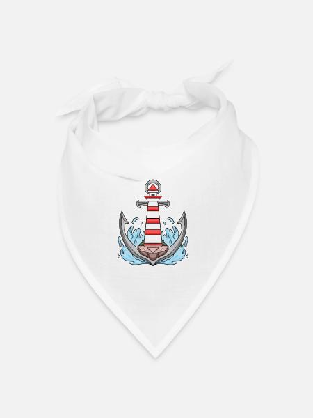 Anker Leuchtturm - Bandana Dreieckstuch - Weiß