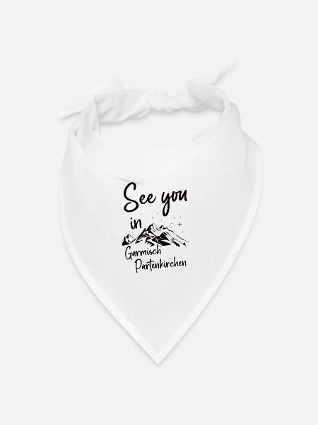 Garmisch Partenkirchen Skifahren Berg Snowboarden - Bandana Dreieckstuch - Weiß