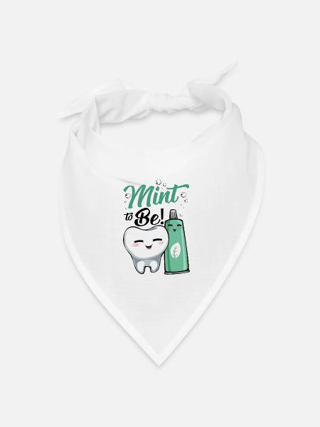 Mint Zahnfreude Cartoon - Bandana Dreieckstuch - Weiß