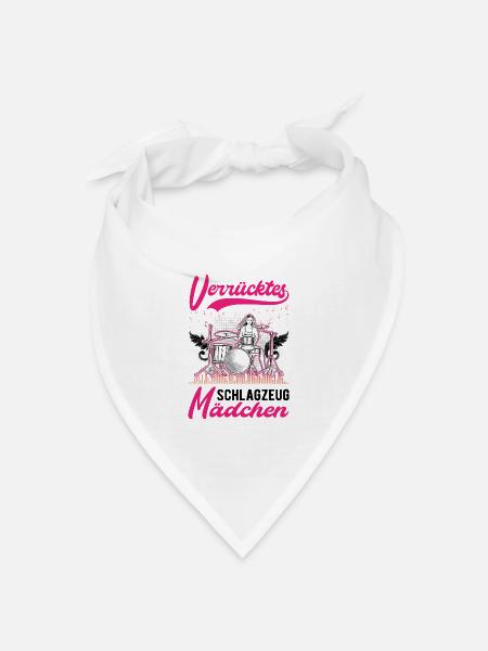Verrücktes Schlagzeug Mädchen Drummer - Bandana Dreieckstuch - Weiß