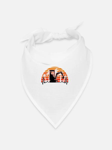 Baggerführer Herzschlag Retro Bagger Baggerfahrer - Bandana Dreieckstuch - Weiß