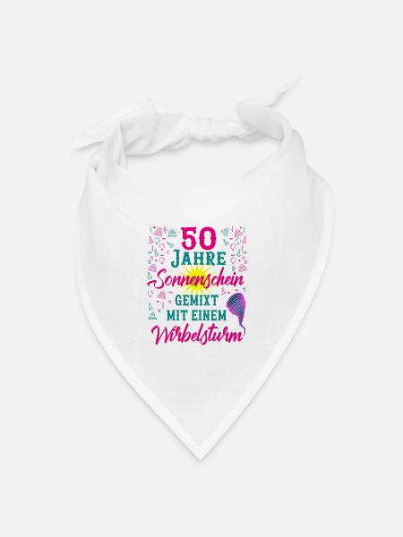 50 Geburtstag Frauen Geschenk 50 Jahre Geburtstag - Bandana Dreieckstuch - Weiß