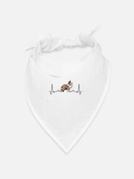 Sheltie Herzschlag Hütehund Shetland Sheepdog - Bandana Dreieckstuch - Weiß