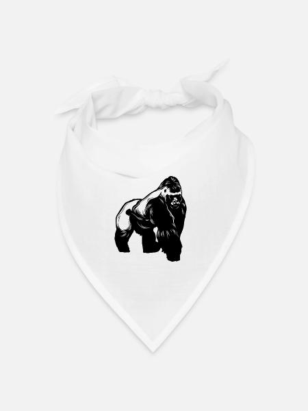 Gorilla Tier - Bandana Dreieckstuch - Weiß