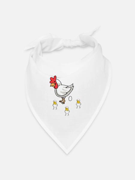 Geflügel Federvieh Huhn Henne Eier Ostern Kinder - Bandana Dreieckstuch - Weiß