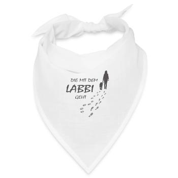Die mit dem Labbi geht, Hundepfoten Labrador Gassi - Bandana Dreieckstuch - Weiß - Vorne