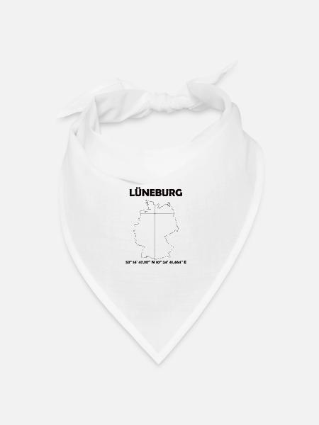 Lüneburg Karte - Bandana Dreieckstuch - Weiß