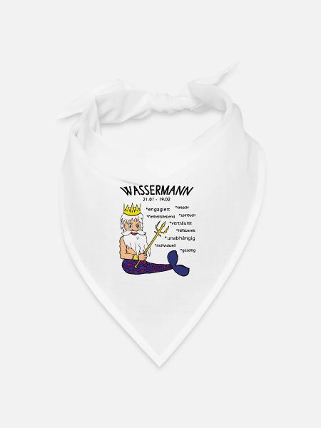 Sternzeichen Wassermann - Bandana Dreieckstuch - Weiß