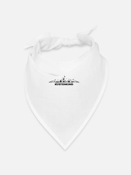 Küstenkind Skyline Fischkutter Küste Nordsee - Bandana Dreieckstuch - Weiß