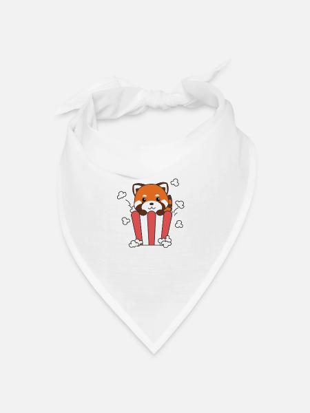 Roter Panda Popcorn Time lustiges Wortspiel - Bandana Dreieckstuch - Weiß