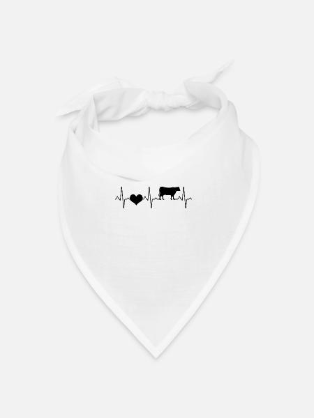 Kuh Rind Herzschlag - Bandana Dreieckstuch - Weiß