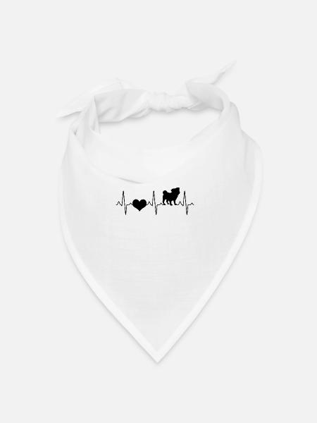 Mops Herzschlag - Bandana Dreieckstuch - Weiß
