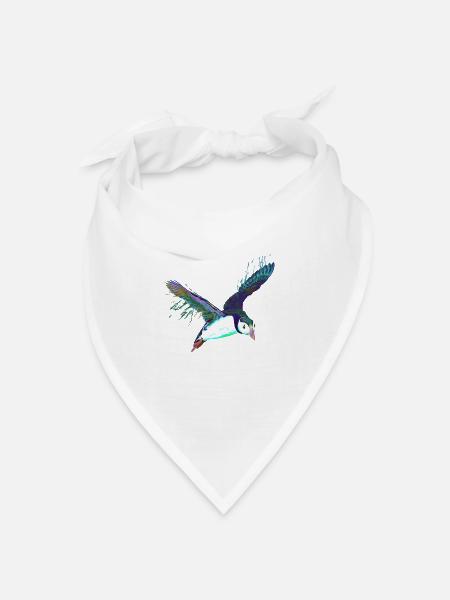 Splash Fliegender Vogel Papageientaucher - Bandana Dreieckstuch - Weiß