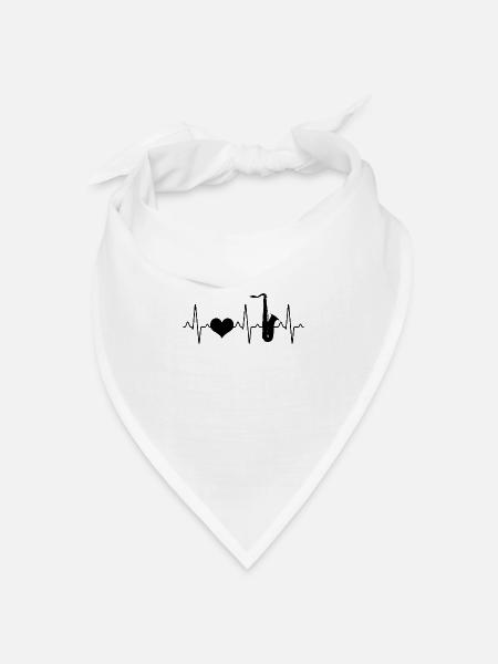 Saxophon Herzschlag - Bandana Dreieckstuch - Weiß