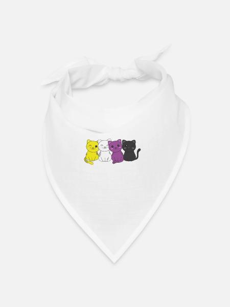 Nonbinary Flag Non Binary Pride LGBTQ süße Katze - Bandana Dreieckstuch - Weiß