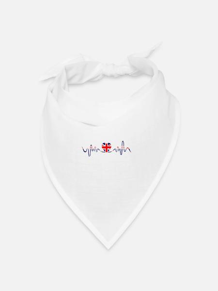 Union Jack Heartbeat | Flagge des Vereinigten Königreichs | Herz - Bandana Dreieckstuch - Weiß