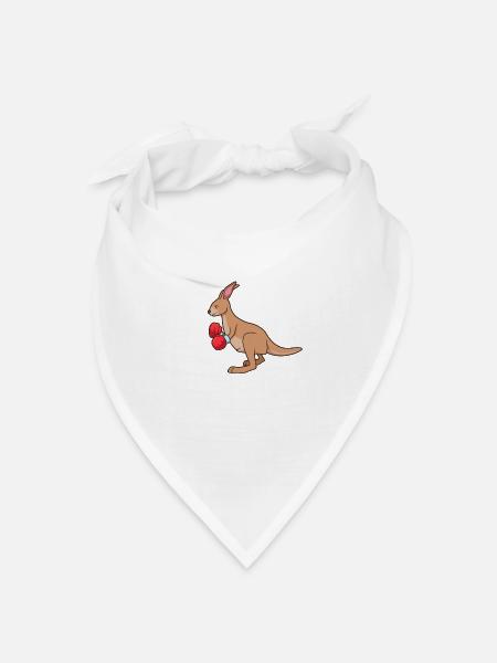 Mit Boxhandschuhen - Cartoon Känguru Boxt - Bandana Dreieckstuch - Weiß