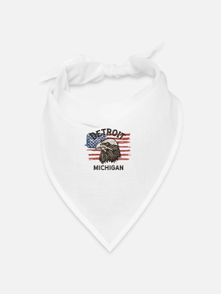USA Flagge Adler Michigan Vintage Detroit - Bandana Dreieckstuch - Weiß