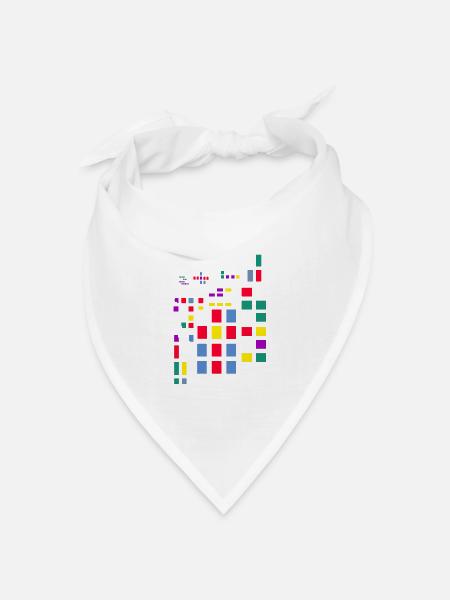 Pixel Art Abstrakt City Kypto - Bandana Dreieckstuch - Weiß