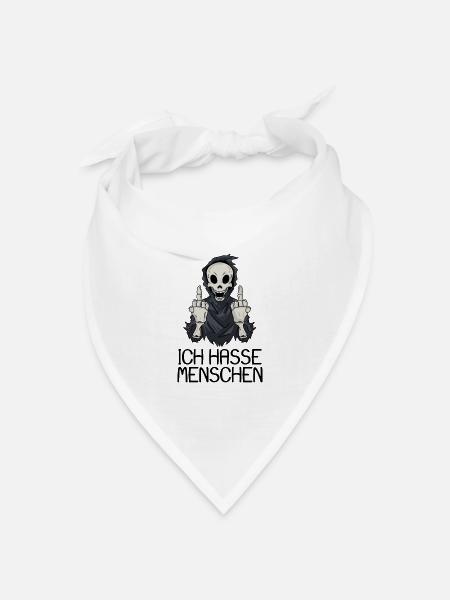 Ich hasse Menschen - Bandana Dreieckstuch - Weiß