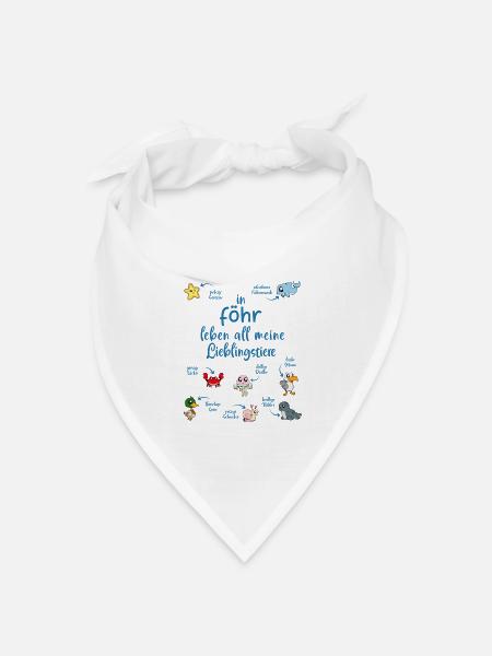 Meine Lieblingstiere in Föhr - Bandana Dreieckstuch - Weiß