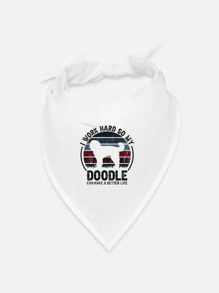Hart Arbeiten - Retro Doodle - Bandana Dreieckstuch - Weiß