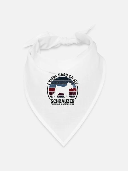 Hart Arbeiten - Retro Schnauzer - Bandana Dreieckstuch - Weiß