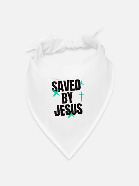 Saved by Jesus - Bandana Dreieckstuch - Weiß