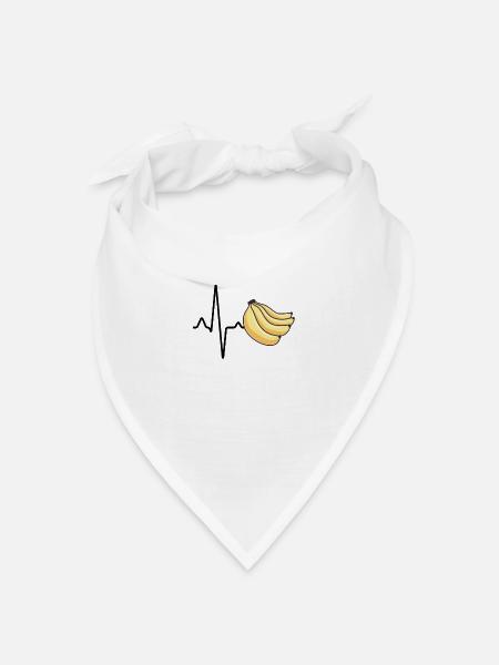 Banane Herzschlag - Bandana Dreieckstuch - Weiß