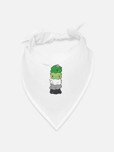 Aromantic Flag Pride LGBTQ süße Hippo - Bandana Dreieckstuch - Weiß