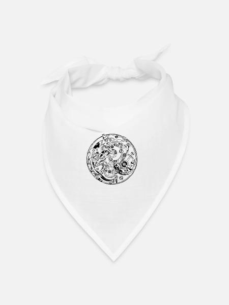 Uhrwerk Uhr Mechanik - Bandana Dreieckstuch - Weiß