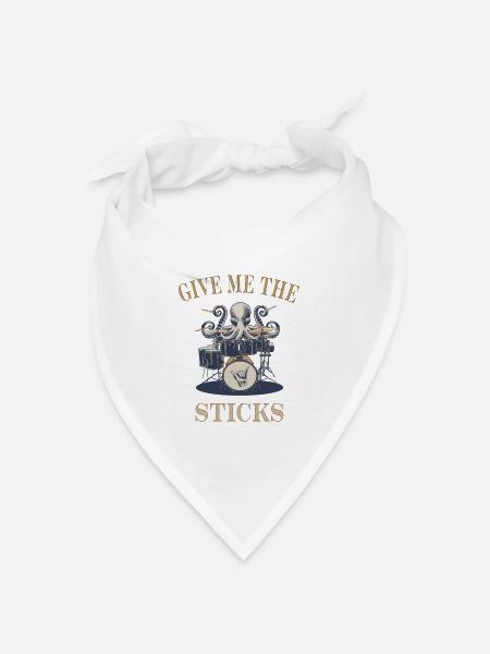 Give me the Sticks Drummer Octopus - Bandana Dreieckstuch - Weiß