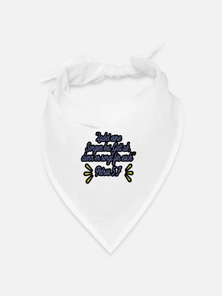 Ladet Eure Sorgen Bei Gott Ab - Petrus 5,7 - Bandana Dreieckstuch - Weiß