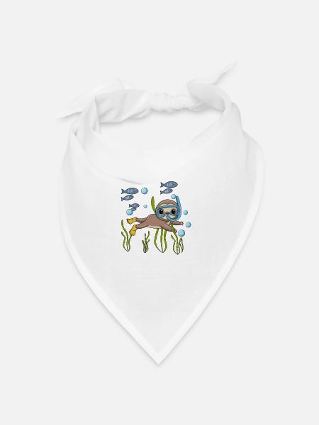 Scuba Diving Faultier Faul Tier Tauchen I Geschenk - Bandana Dreieckstuch - Weiß