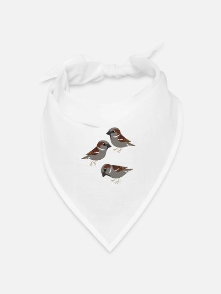 Hausspatzen Vögel Spatzen - Bandana Dreieckstuch - Weiß