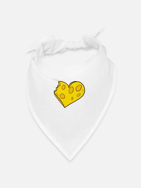 Herz aus Käse - Käse Liebe - Bandana Dreieckstuch - Weiß