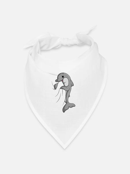Delfin - Bandana Dreieckstuch - Weiß