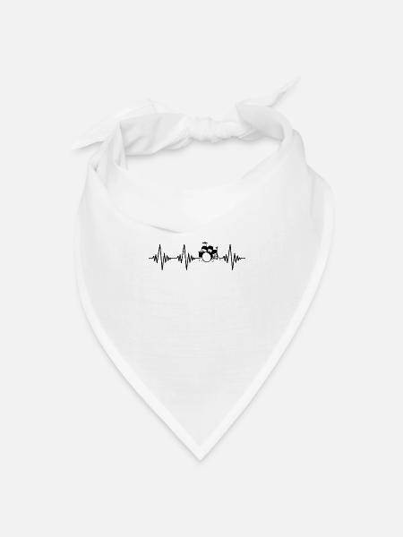 Schlagzeug Herzschlag - Bandana Dreieckstuch - Weiß