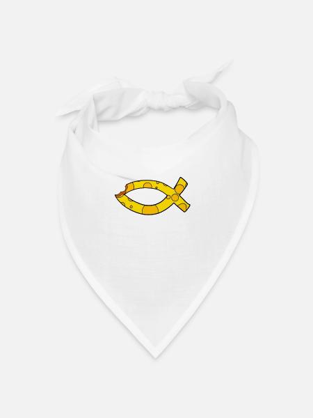 Fisch Symbol Käse - Bandana Dreieckstuch - Weiß