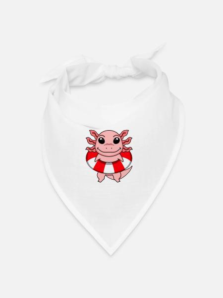 Axolotl Schwimmen Rettungsring - Bandana Dreieckstuch - Weiß