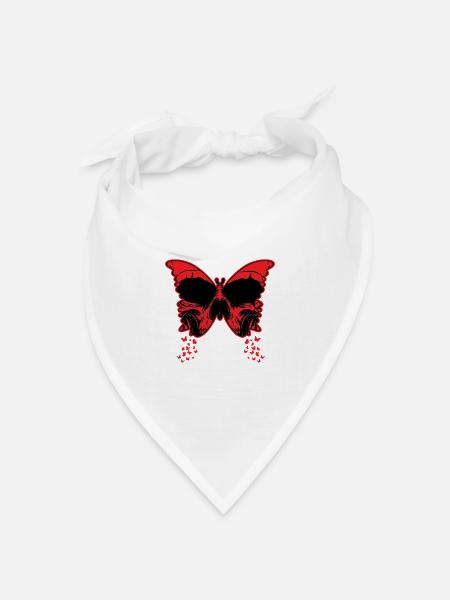Gothic Schmetterling Totenkopf Knochen Skelett - Bandana Dreieckstuch - Weiß