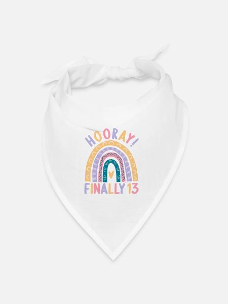 13 Jahre alt Rainbow Regenbogen 13. Geburtstag - Bandana Dreieckstuch - Weiß