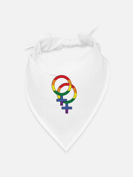 Lesbisch Rainbow Queer LGBTQ Gay Pride CSD - Bandana Dreieckstuch - Weiß