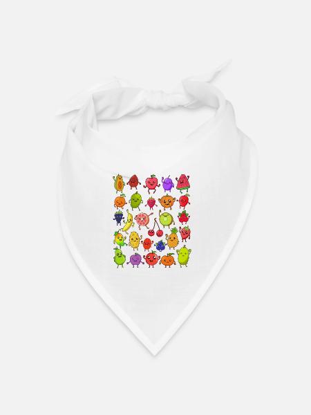 Comic Kawaii Früchte - Bandana Dreieckstuch - Weiß