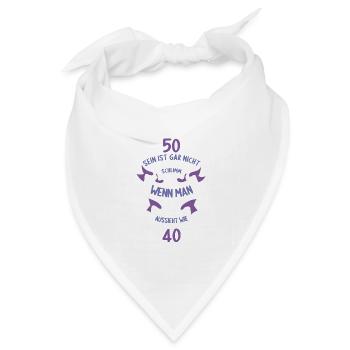 50 sein ist nicht schlimm wenn man 50 Geburtstag - Bandana Dreieckstuch - Weiß - Vorne